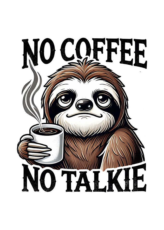 Sloth with Coffee: No Talkie