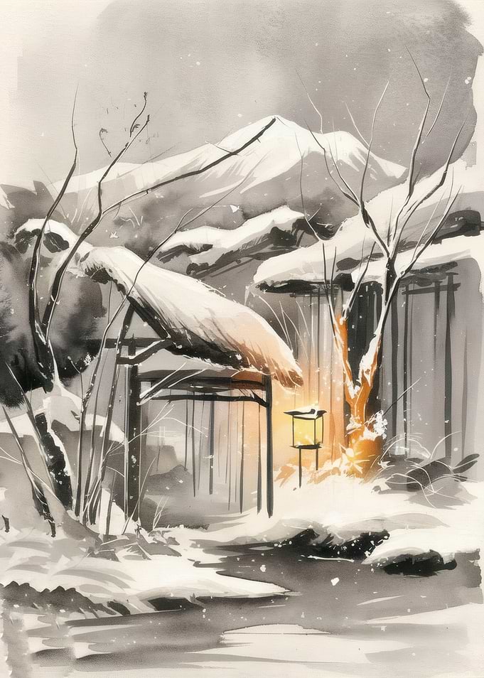 Japanese House In Winter