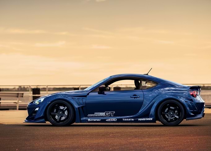 Blue Sports Car Side View