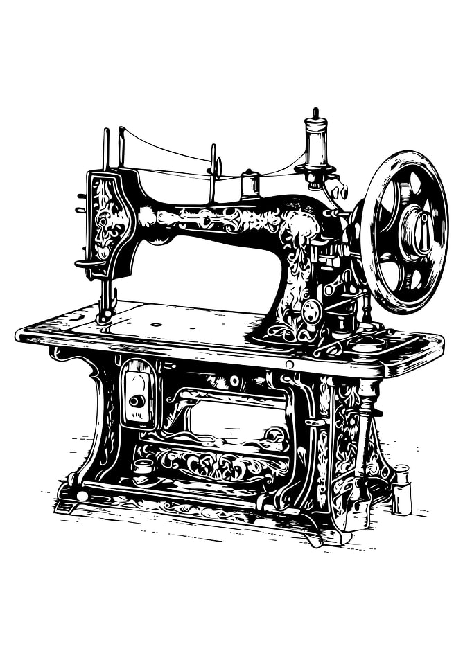 Vintage Sewing Machine Black and White
