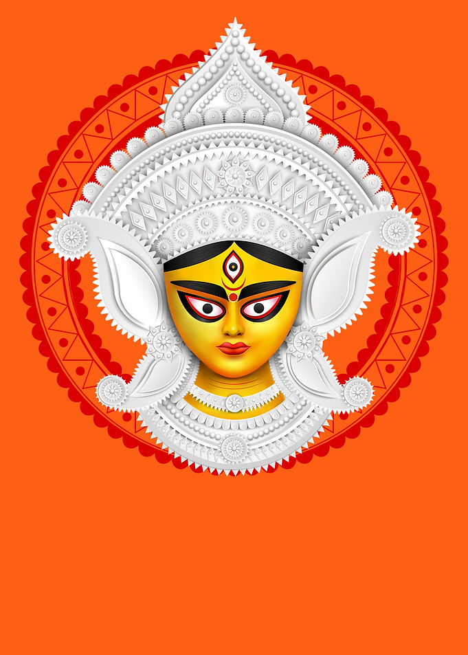 Goddess Durga Illustration on Orange Background