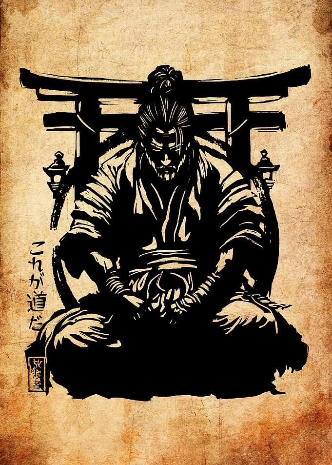 Samurai Warrior in Ink Style