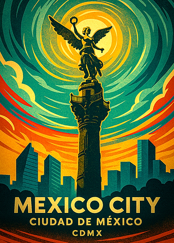Mexico City Travel Poster Art Deco