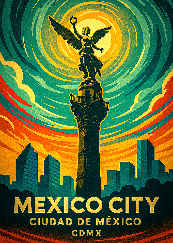 Mexico City Travel Poster Art Deco