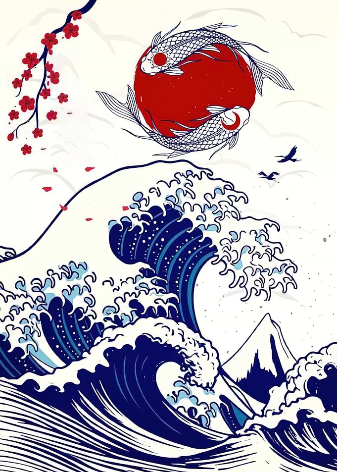 Japanese Koi Wave Sun
