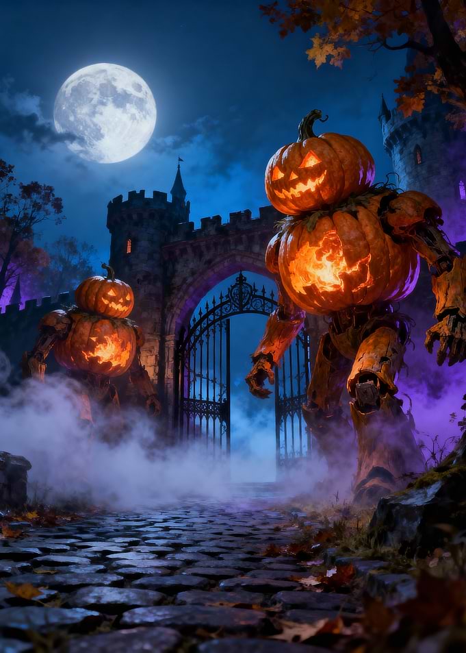 Halloween Pumpkin Monsters at Castle Gate