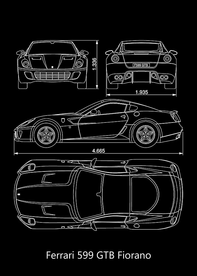 Ferrari 599 GTB Fiorano Blueprint
