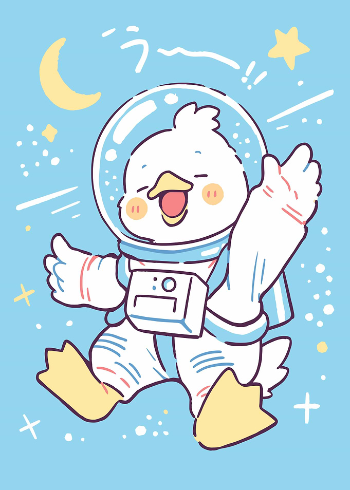 Astronaut Duck Cartoon Illustration