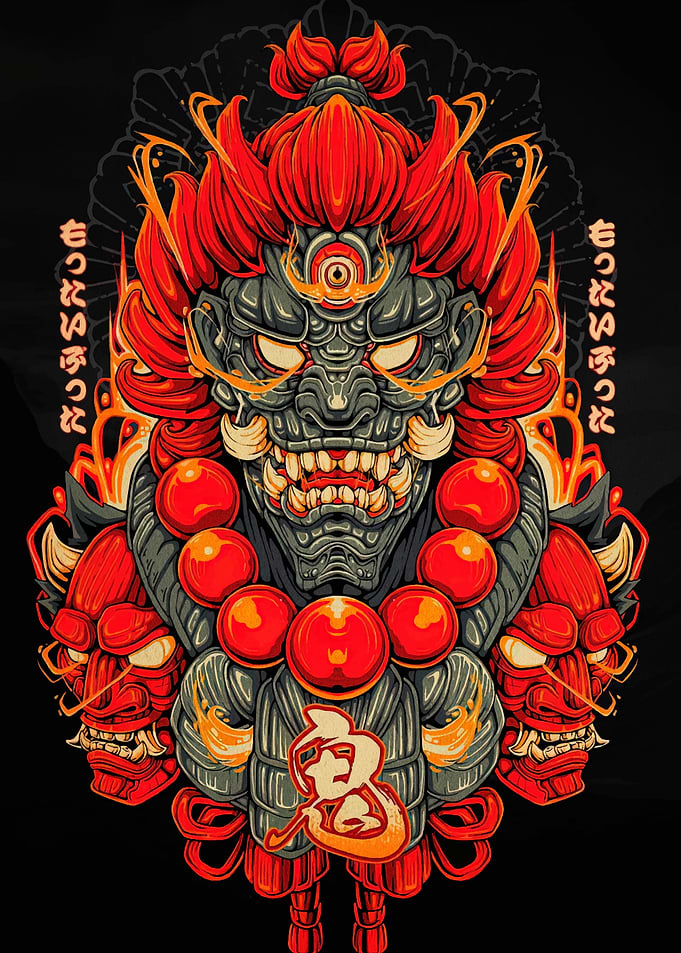 Japanese Oni Demon Illustration