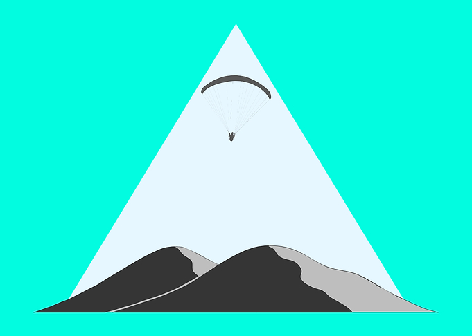 Paragliding over dunes, minimalist design