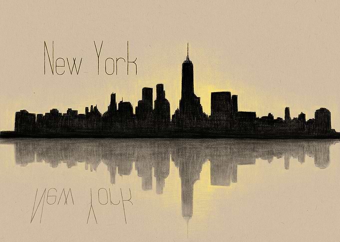 New York Cityscape Reflection Art