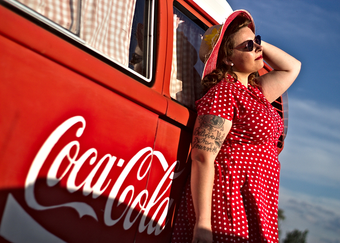 Vintage Coca-Cola Truck with Woman