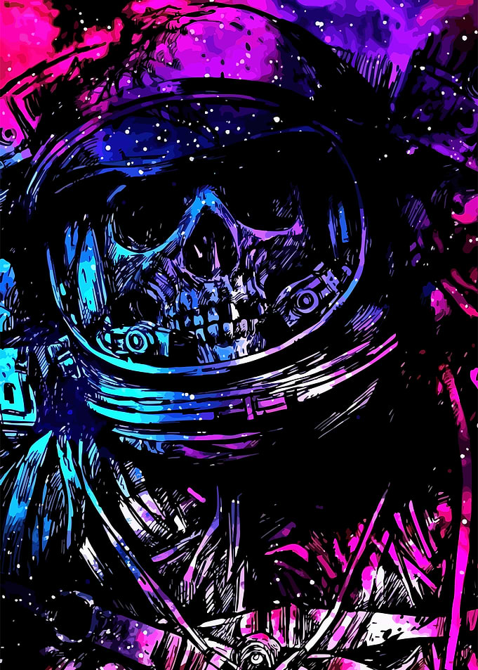 Astronaut Skull in Space Art