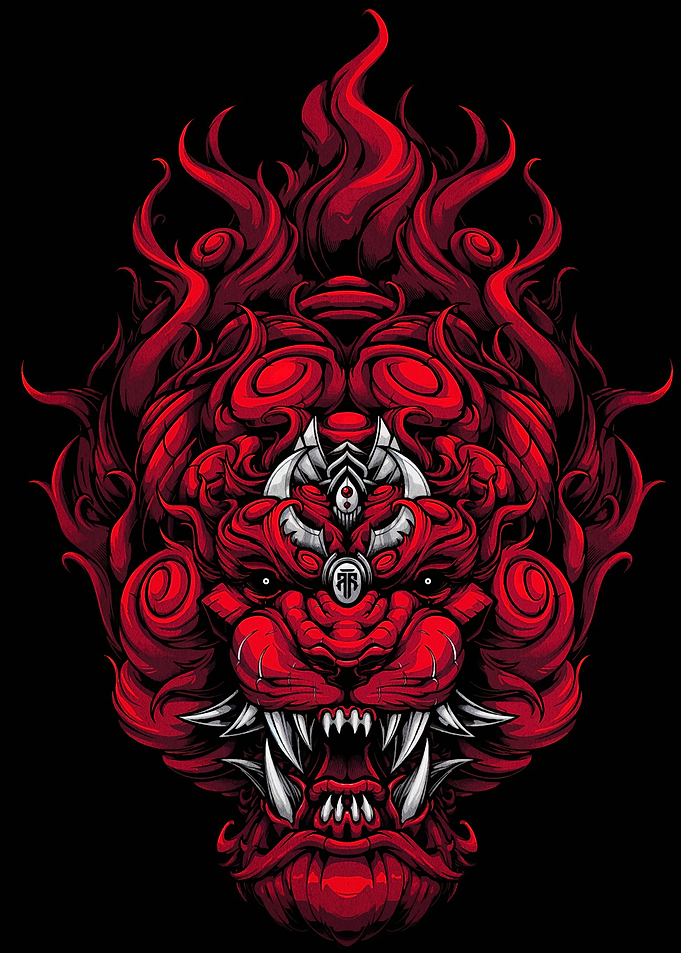 Red Lion Digital Art Illustration