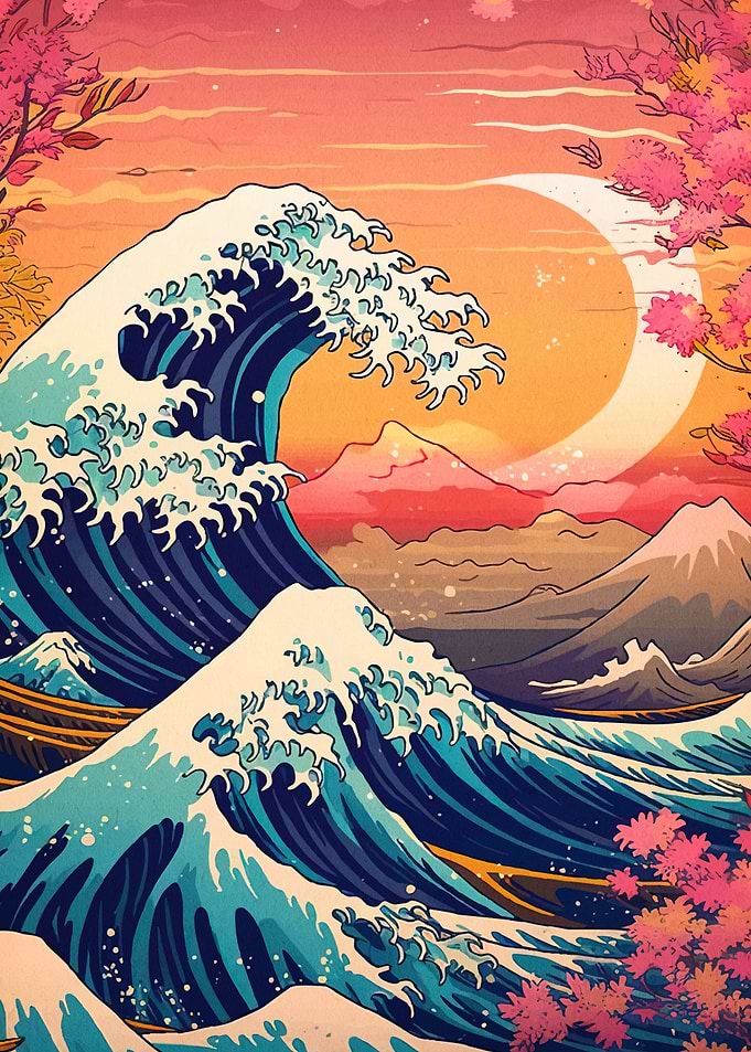 Japanese Wave Cherry Blossoms