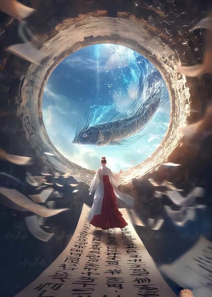 Asian Woman and Celestial Fish Portal