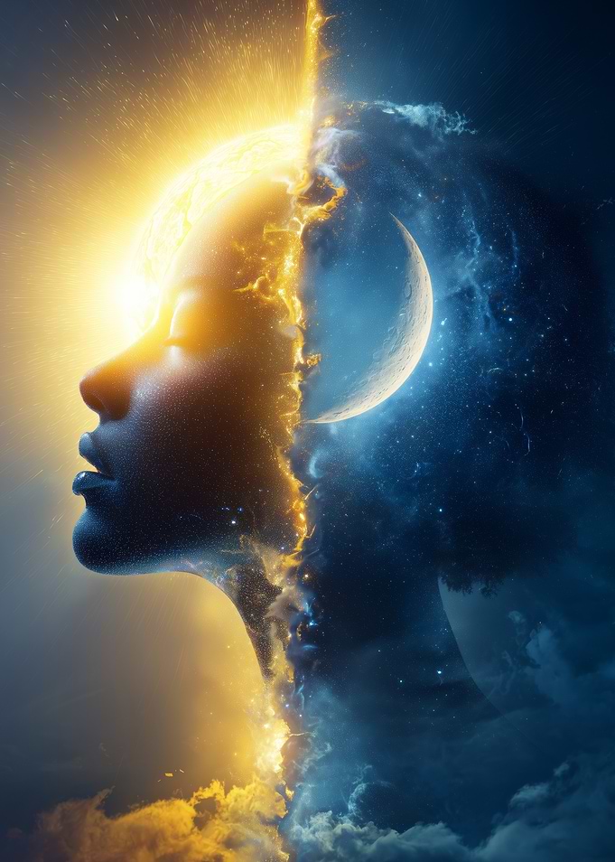 Day and Night Profile Portrait