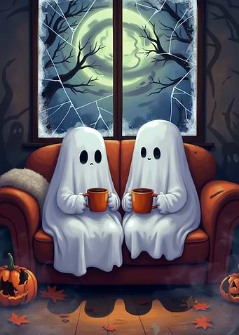 Ghosts cozy Halloween Night