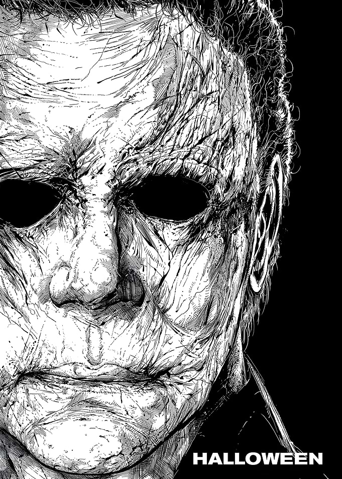 Michael Myers Halloween Black and White Portrait