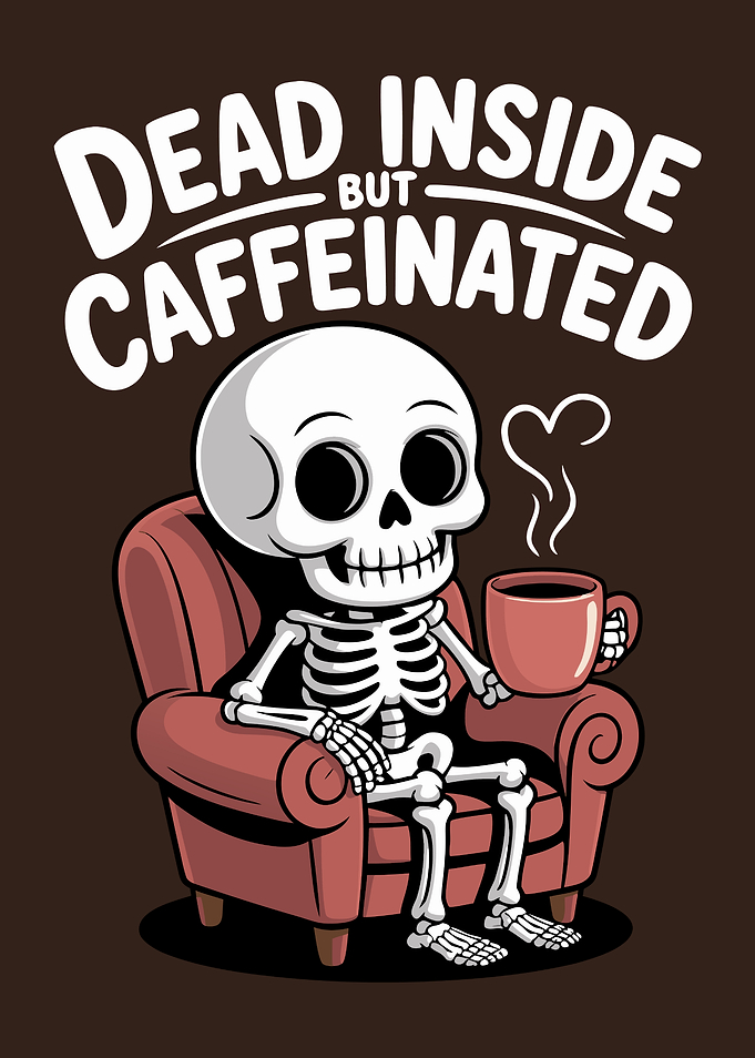 Dead Inside But Caffeinated Skeleton