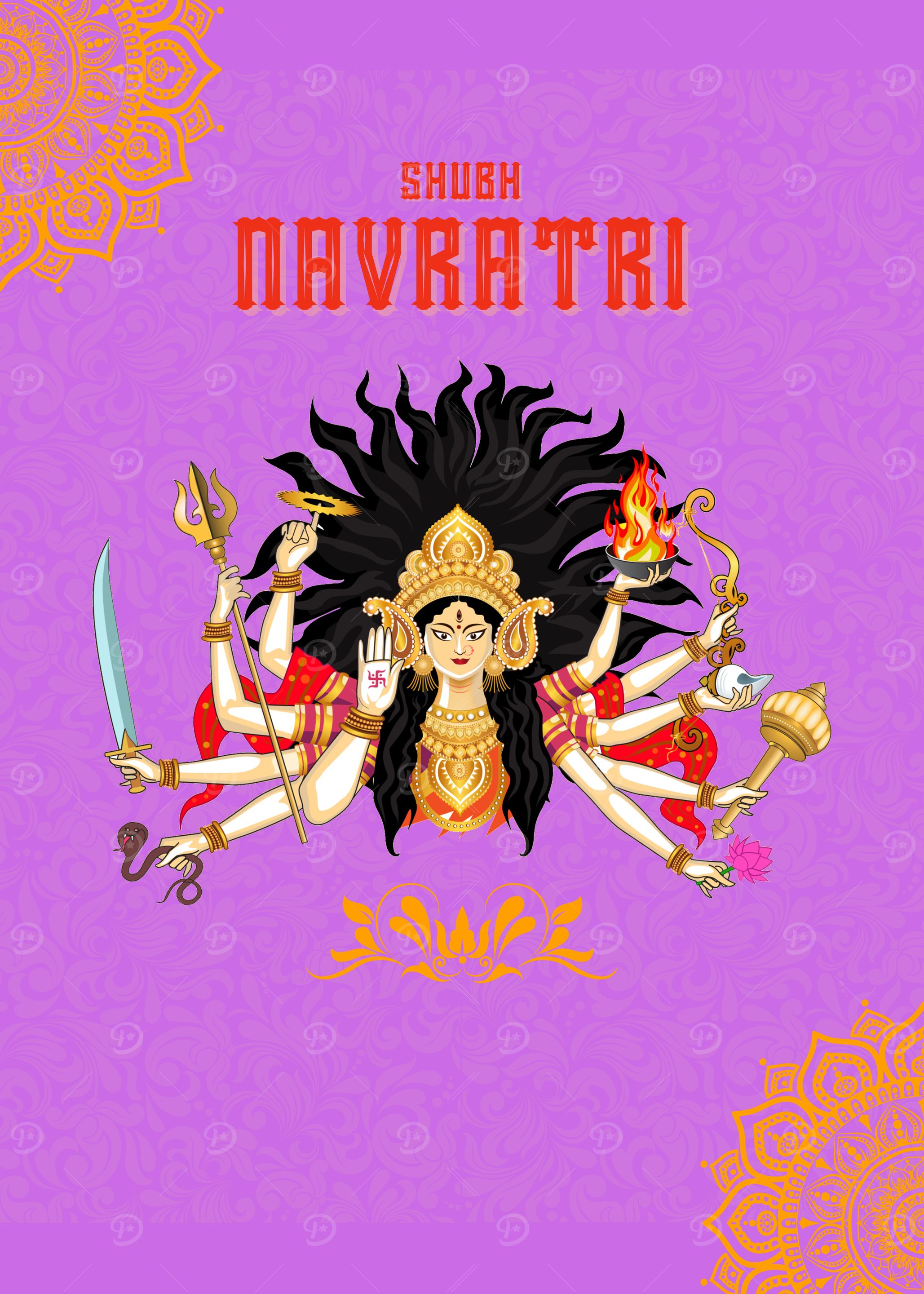 Shubh Navratri Goddess Illustration