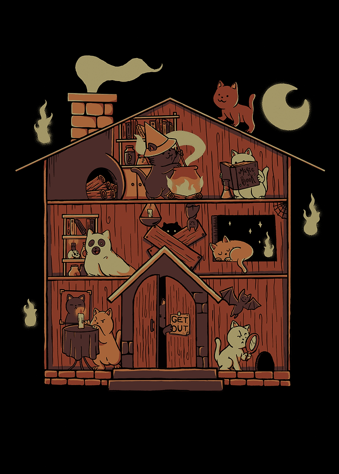 Haunted House Cat Ghost Blackmagic
