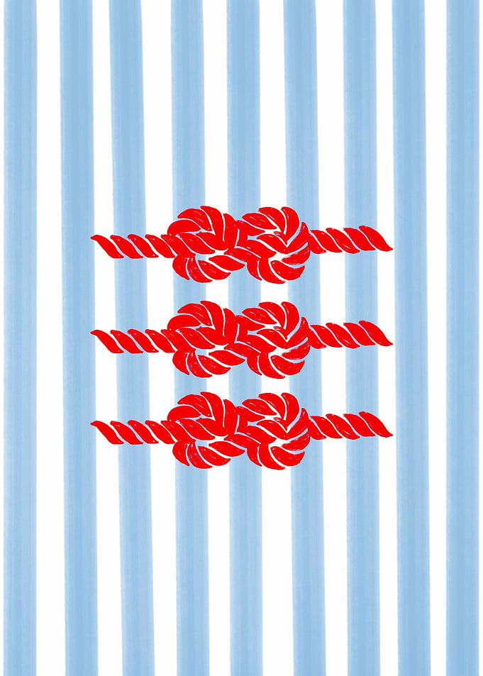 Nautical Knots on Striped Background