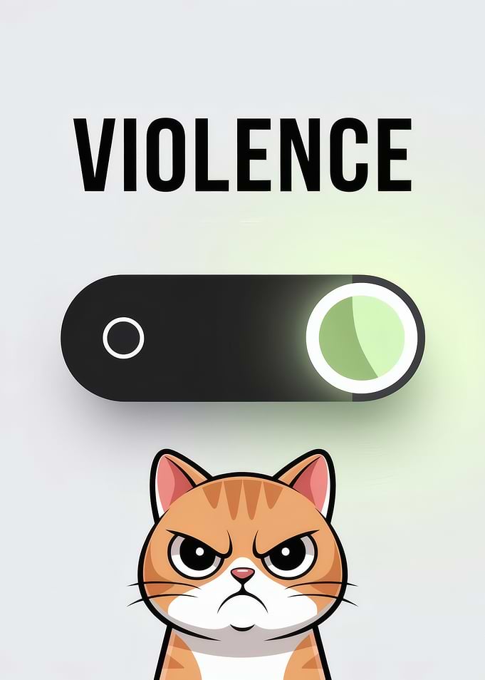 Violence Switch with Angry Cat