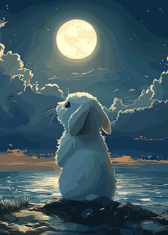 Rabbit Gazing at the Moon