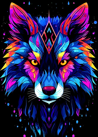 Colorful Geometric Wolf Portrait