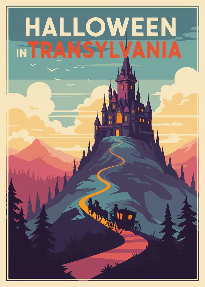 Halloween in Transylvania Vintage Poster