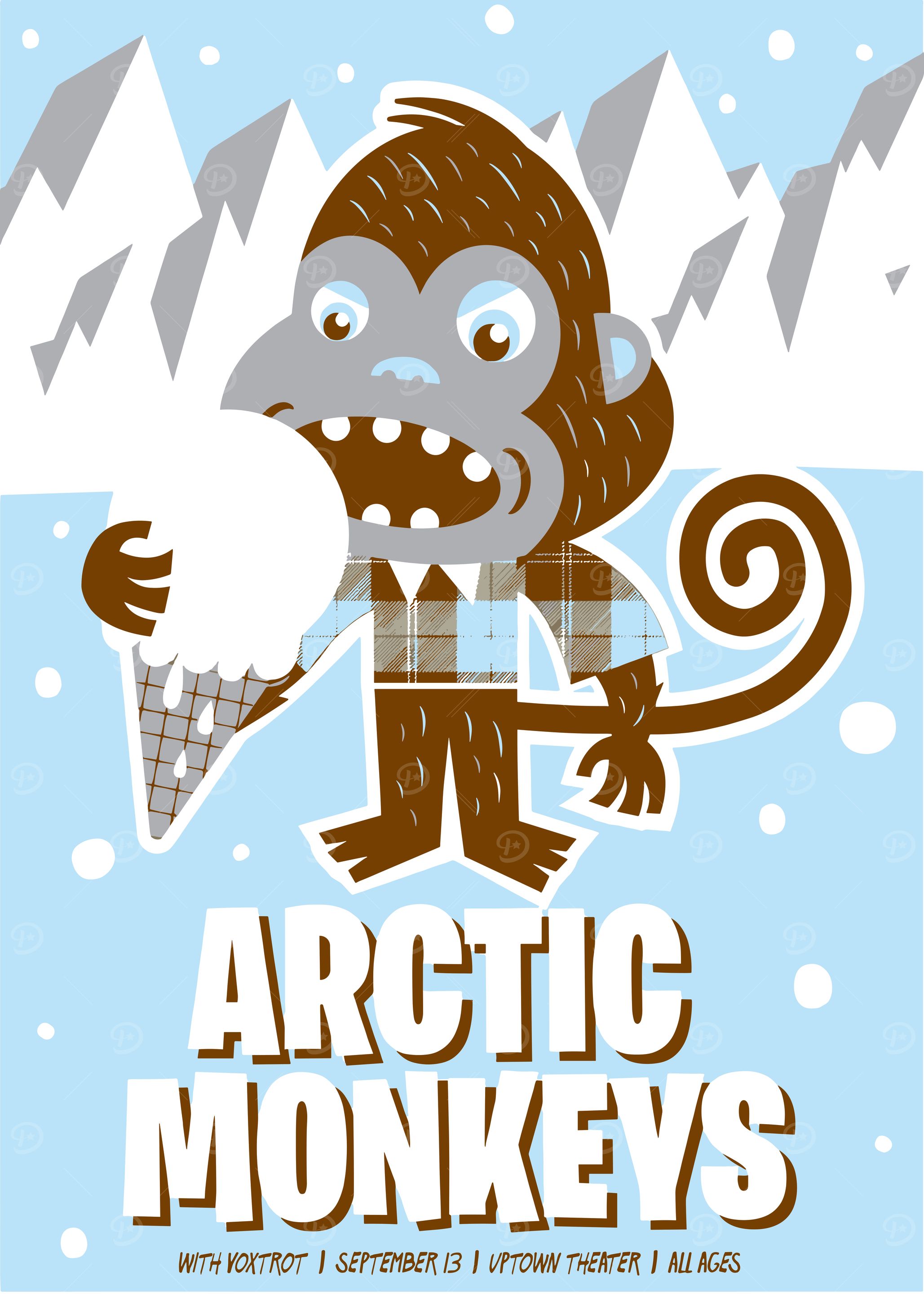 Arctic Monkeys Poster with Cartoon Monkey