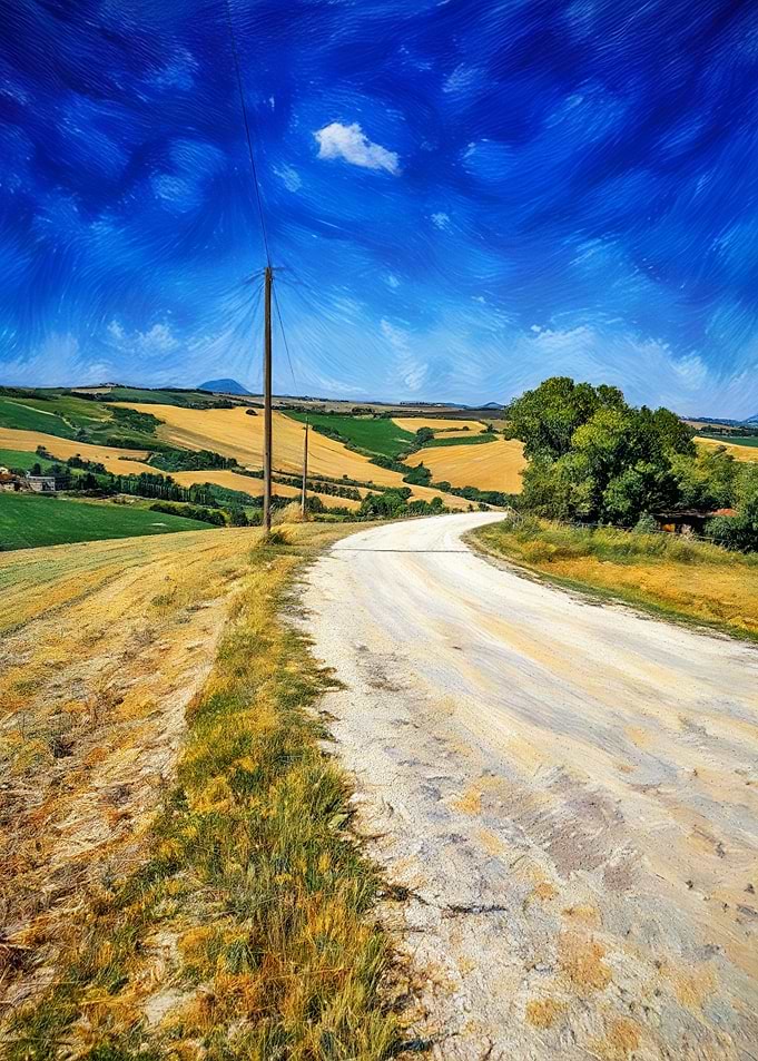 Marche Italy Rural Road Landscape Painting