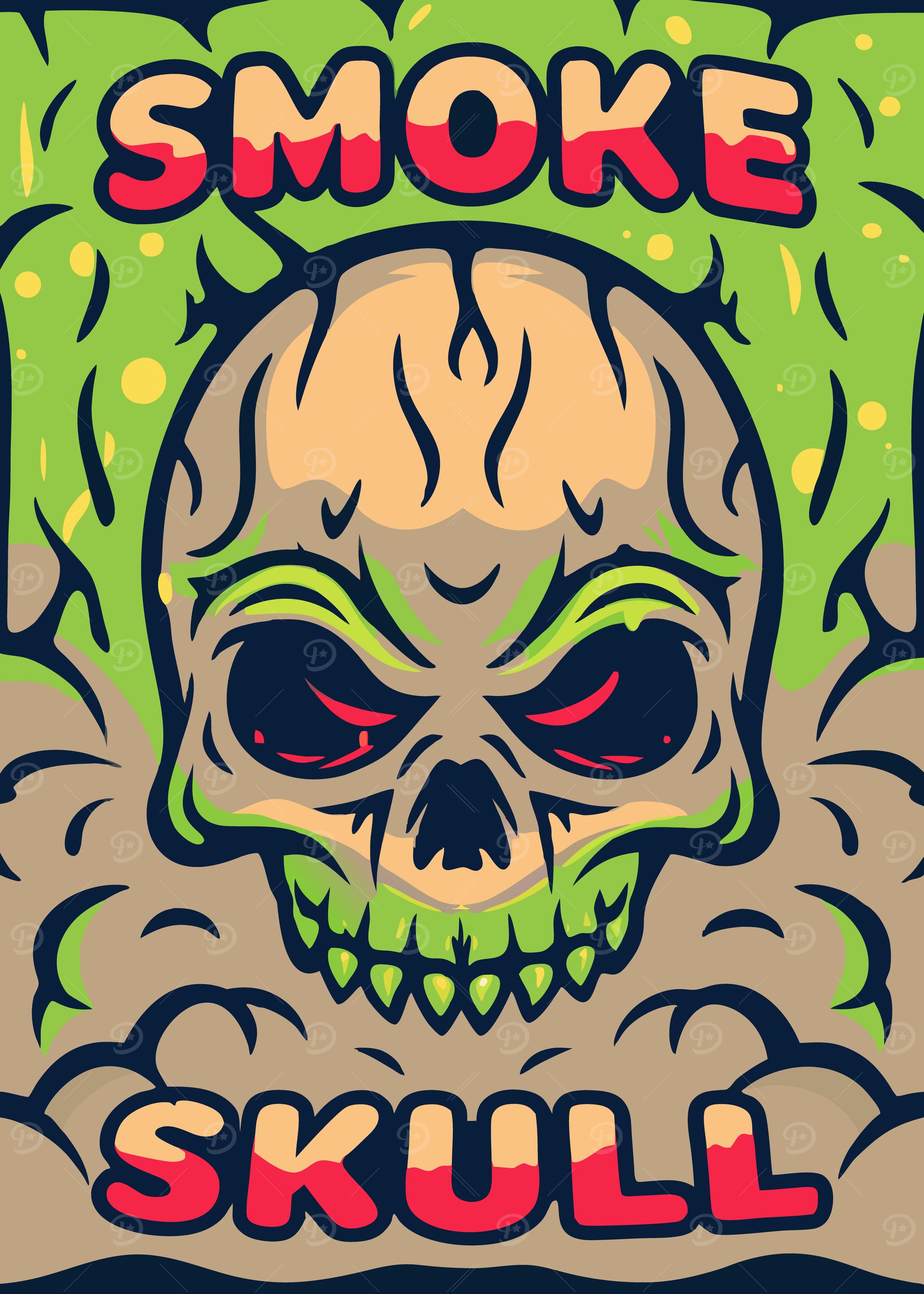 Smoke Skull Cartoon Illustration