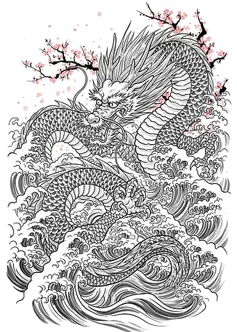 Dragon Waves Cherry Blossoms