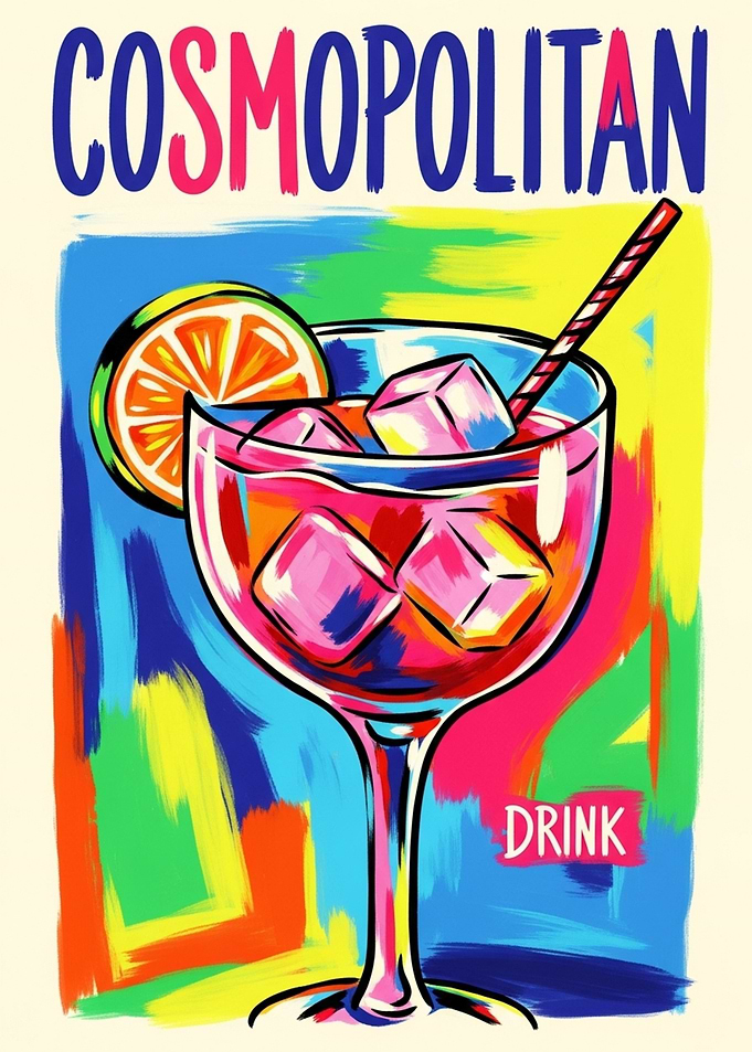 Cosmopolitan Cocktail Drink Colorful Art