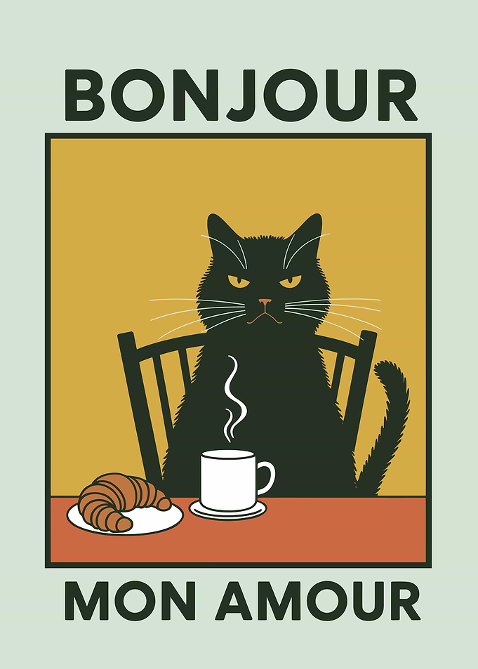 Bonjour Mon Amour Cat Breakfast