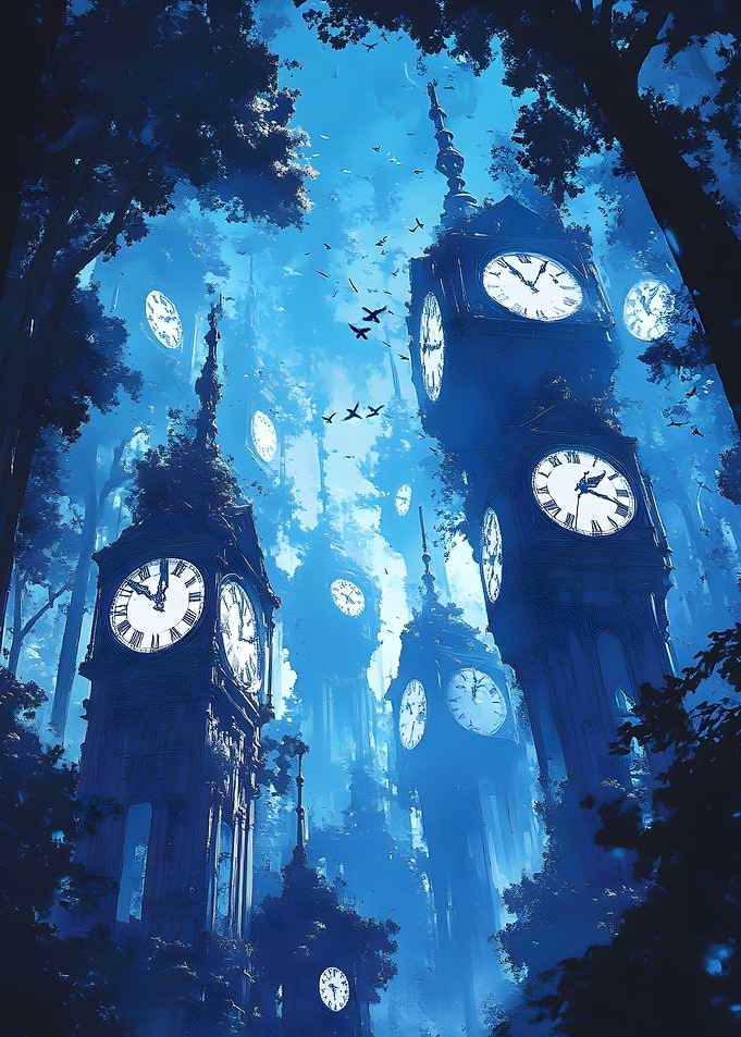 A forest made of clock towers ticks 1