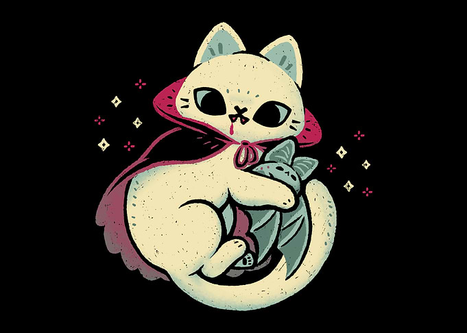 Cute Vampire Cat bites Bat