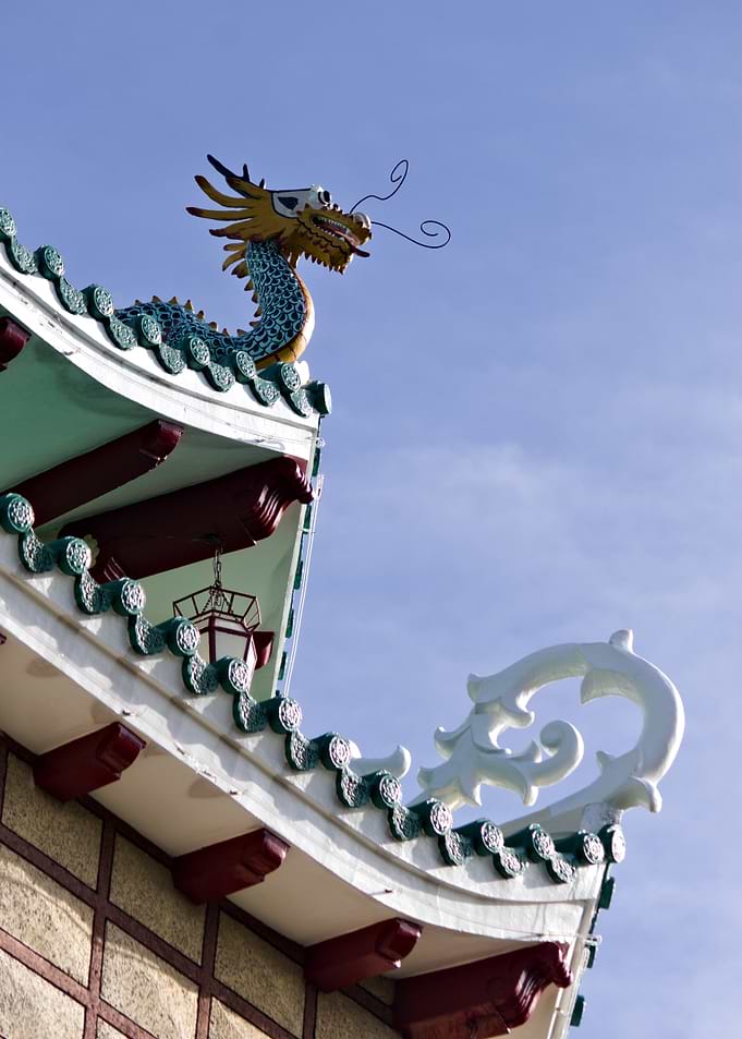 Chinese Dragon on Temple Roof
