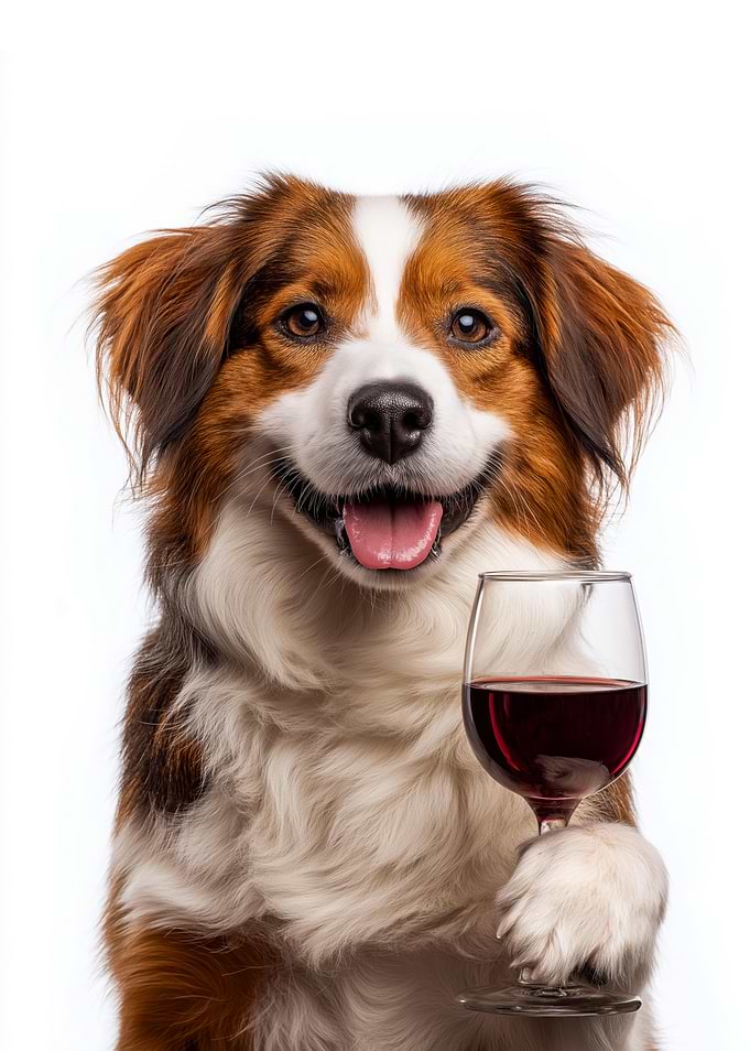 Kooikerhondje dog with Wine Glass Portrait