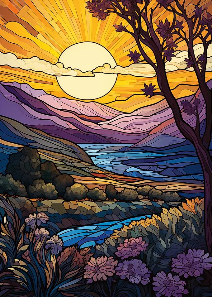 Glass Landscape with Sun