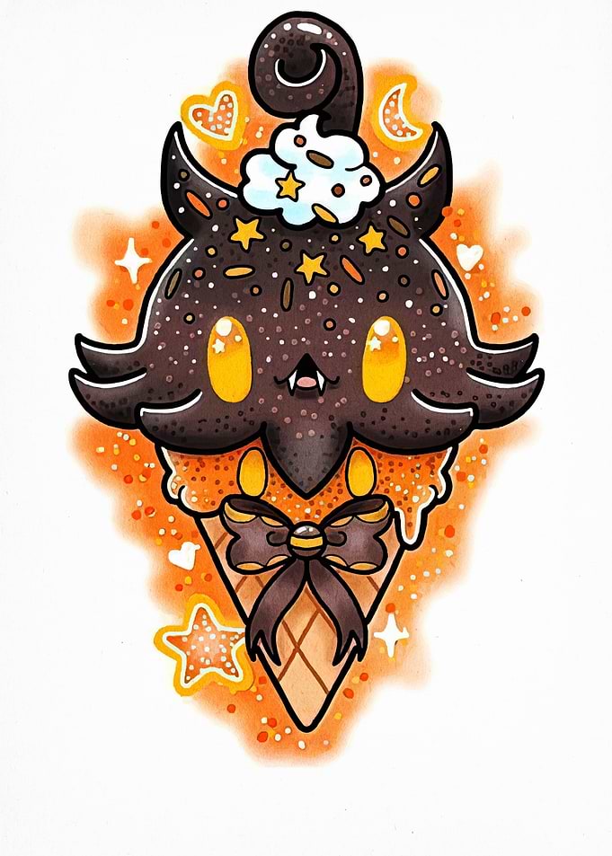 Cute Halloween Ice Cream Monster Art