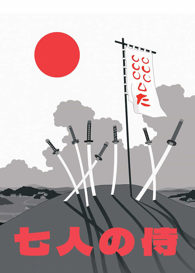 Seven Samurai minimalist poster art