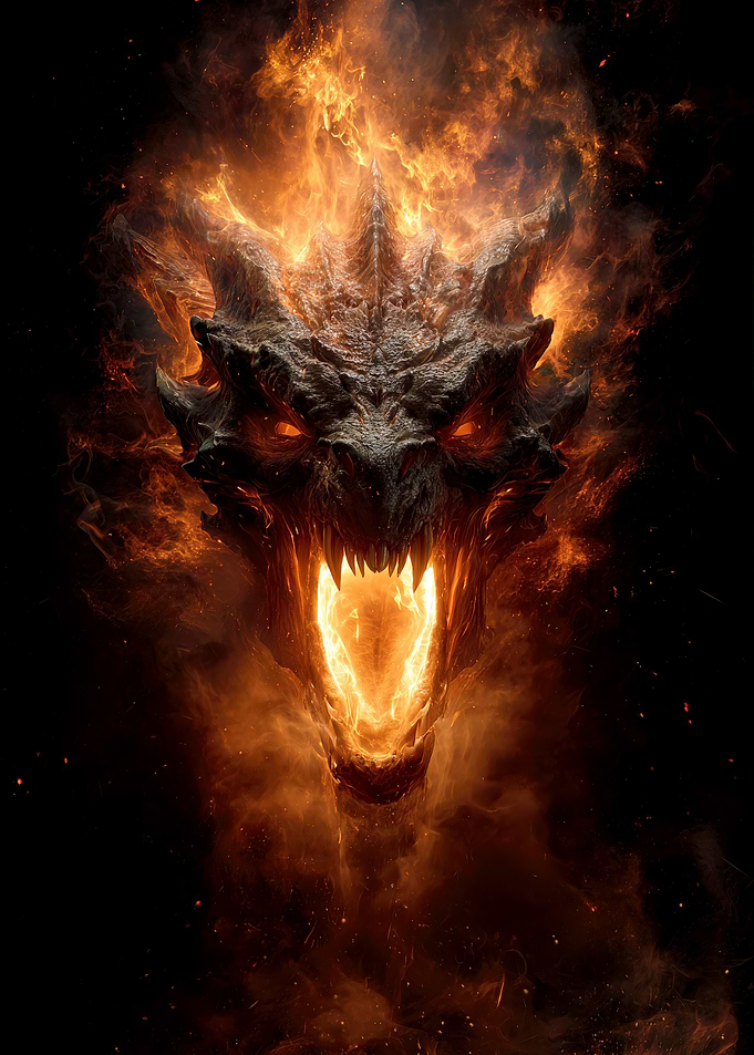 Fiery Red Dragon Head