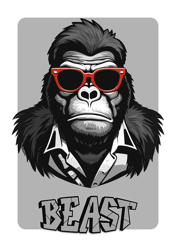 Cool Gorilla with Red Sunglasses