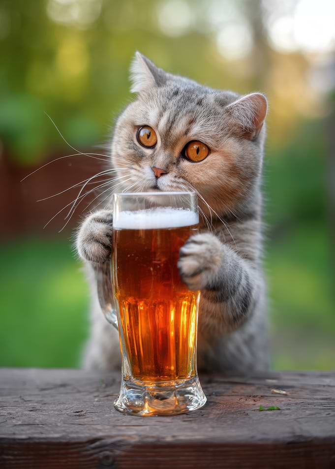 Cat with Beer Mug
