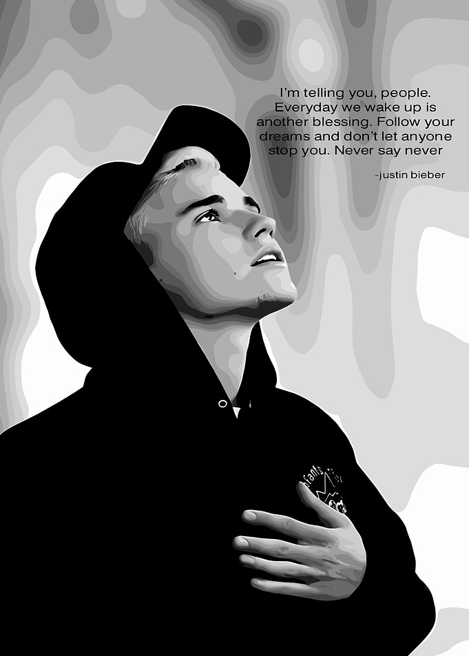 Justin Bieber Monochrome Inspirational Portrait