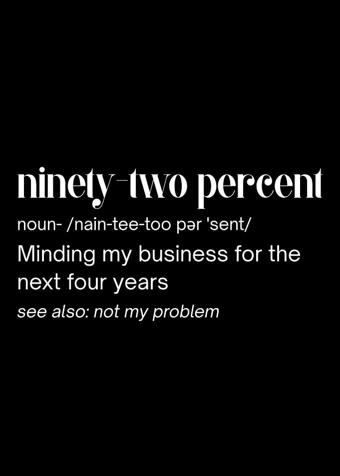 Ninety-Two Percent Definition Text Art