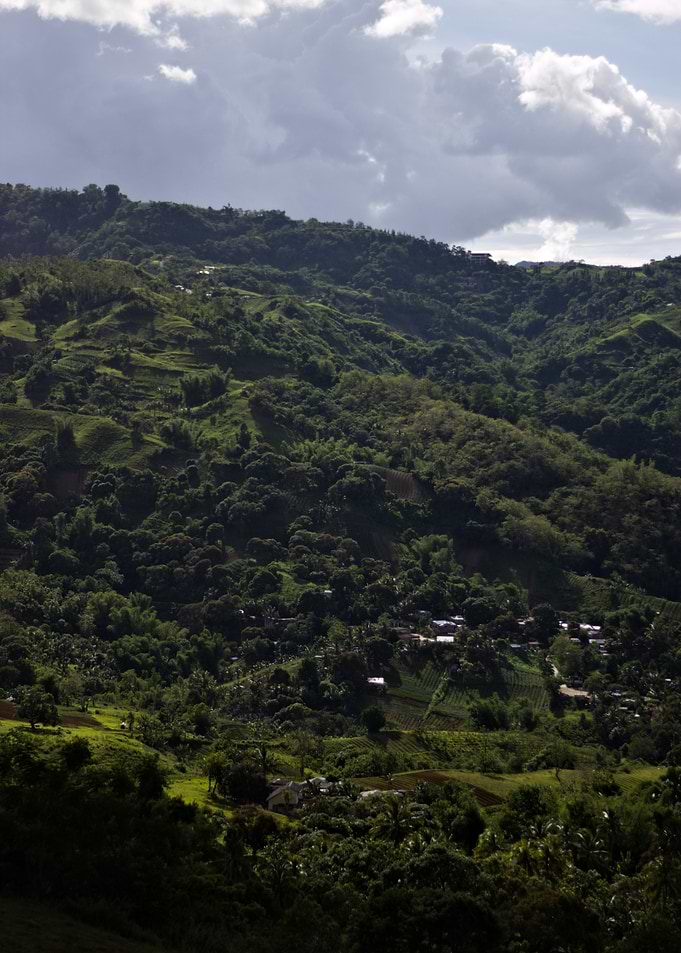 Lush Green Mountainous Landscape with Village